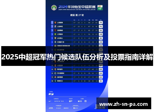 2025中超冠军热门候选队伍分析及投票指南详解