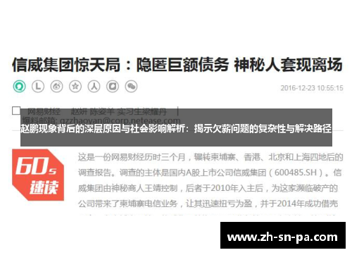 赵鹏现象背后的深层原因与社会影响解析：揭示欠薪问题的复杂性与解决路径